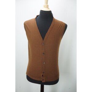 Isaia Napoli Brown Knit 100% Wool Button Up Gilet Vest Sz M BRAND NEW